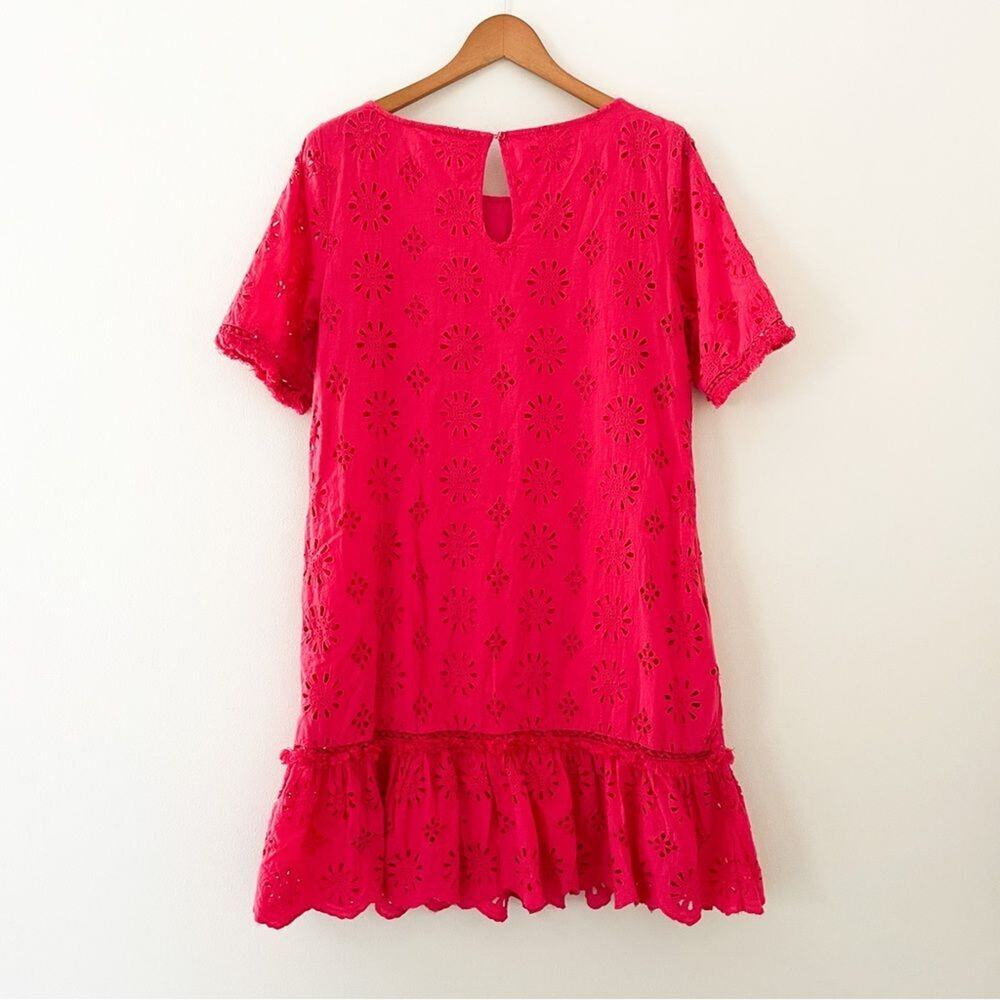 Anthropologie Pink Short Sleeve Dani Lace Eyelet Tunic Dress, Size 6 - Picture 4 of 15